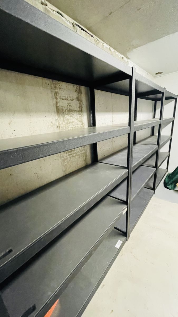 storage shelves.