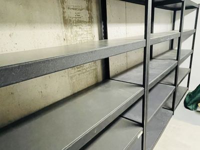 storage shelves.