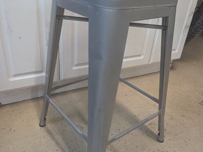 Silver Metal Industrial Style Backless Bar Stool
