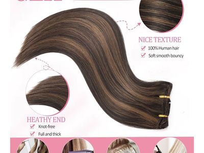 GAOYIFU 100% Real Human Hair Clip In Hair Extensions 8 Pcs 18 Clips Brown Highlights