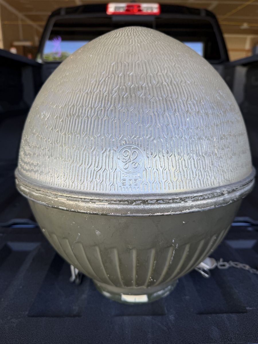 Vintage GE Streetlight Globe - Industrial/Steampunk Decor, Large Glass Fixture