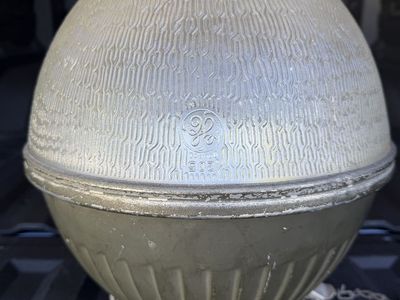 Vintage GE Streetlight Globe - Industrial/Steampunk Decor, Large Glass Fixture