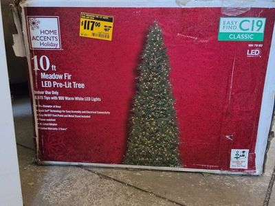 Home Accents Holiday 10 ft Meadow Fir Pre-Lit Warm White LED Artificial Christmas Tree