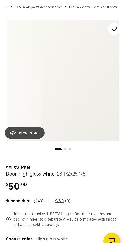 FREE, 3 IKEA BESTA Door Panels - 23 1/2x25 1/8"