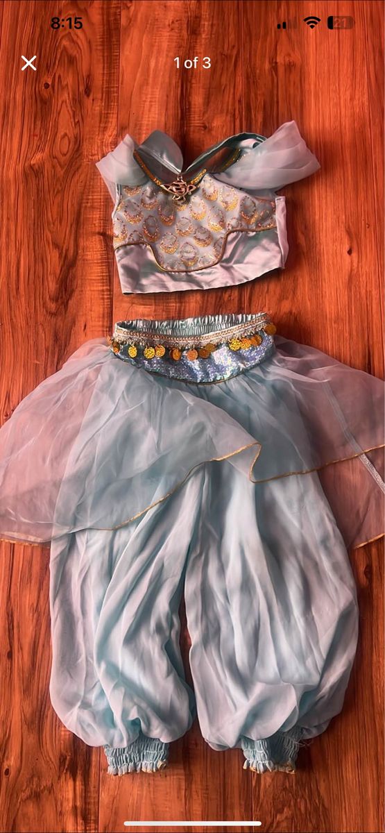 Disney Princess Jasmine Costume Size 4 Blue Top and Pants Set