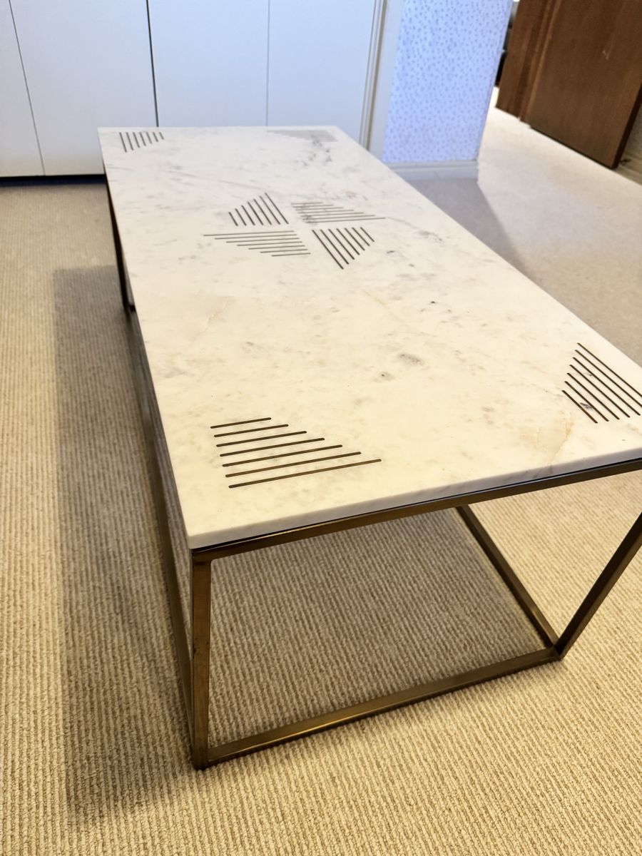 Modern marble and brass coffee table