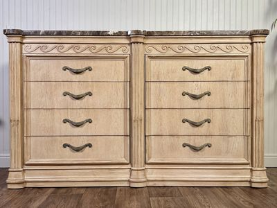 Vintage Bernhardt Neoclassical Revival Marble Top 8-Drawer Dresser