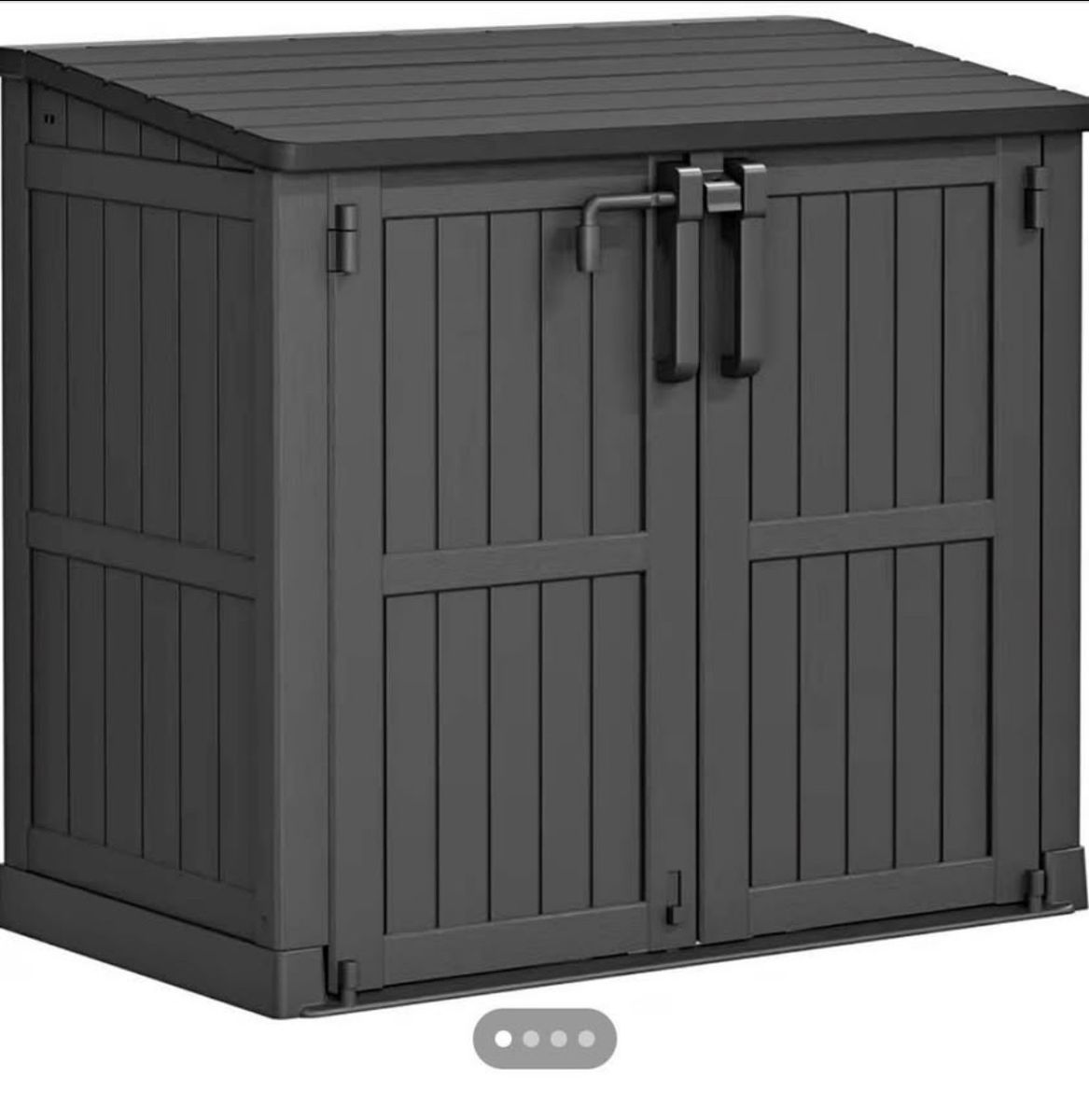 Dark Gray Resin Outdoor Storage Shed with Lockable Double Doors