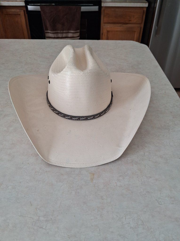Cody James Straw Cowboy Hat Men's White Woven Western Hat with Leather Band