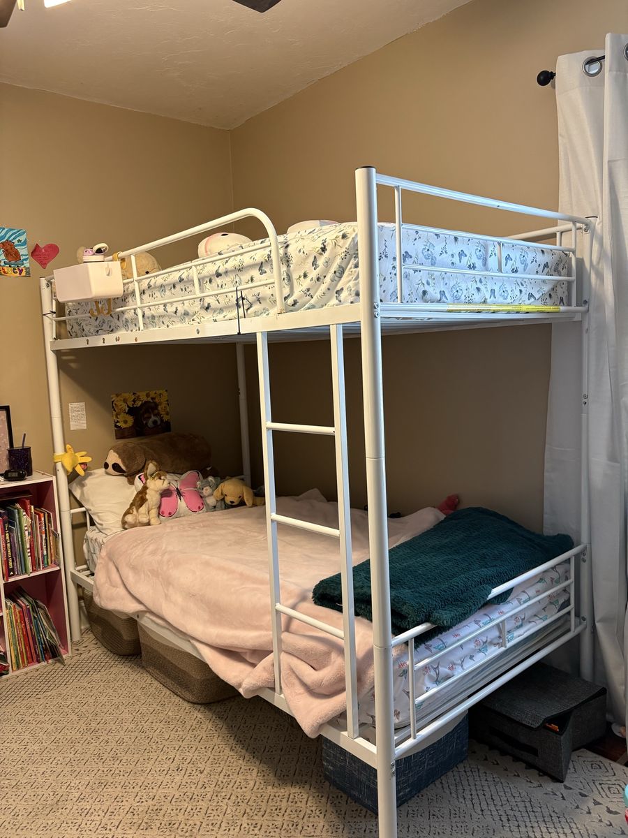 White Metal Bunk Bed Frame