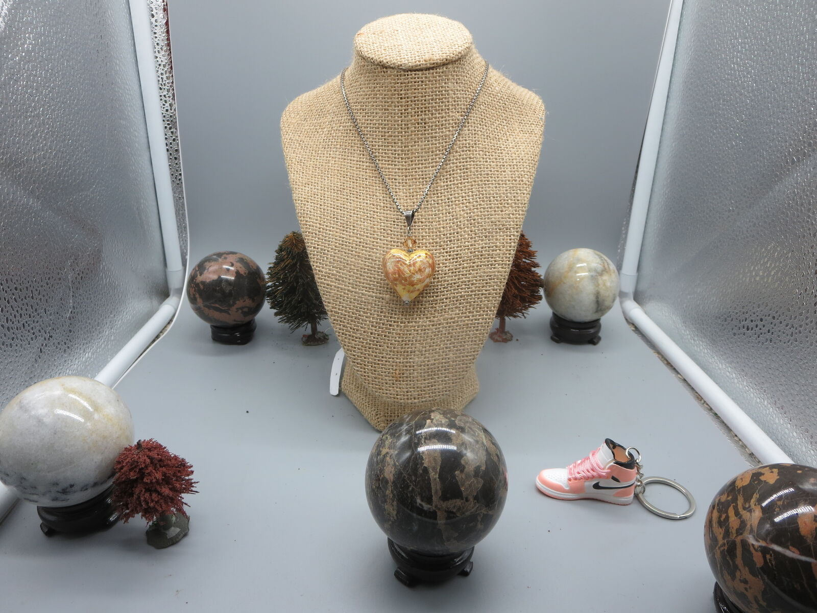 Murano glass heart sterling necklace pendant