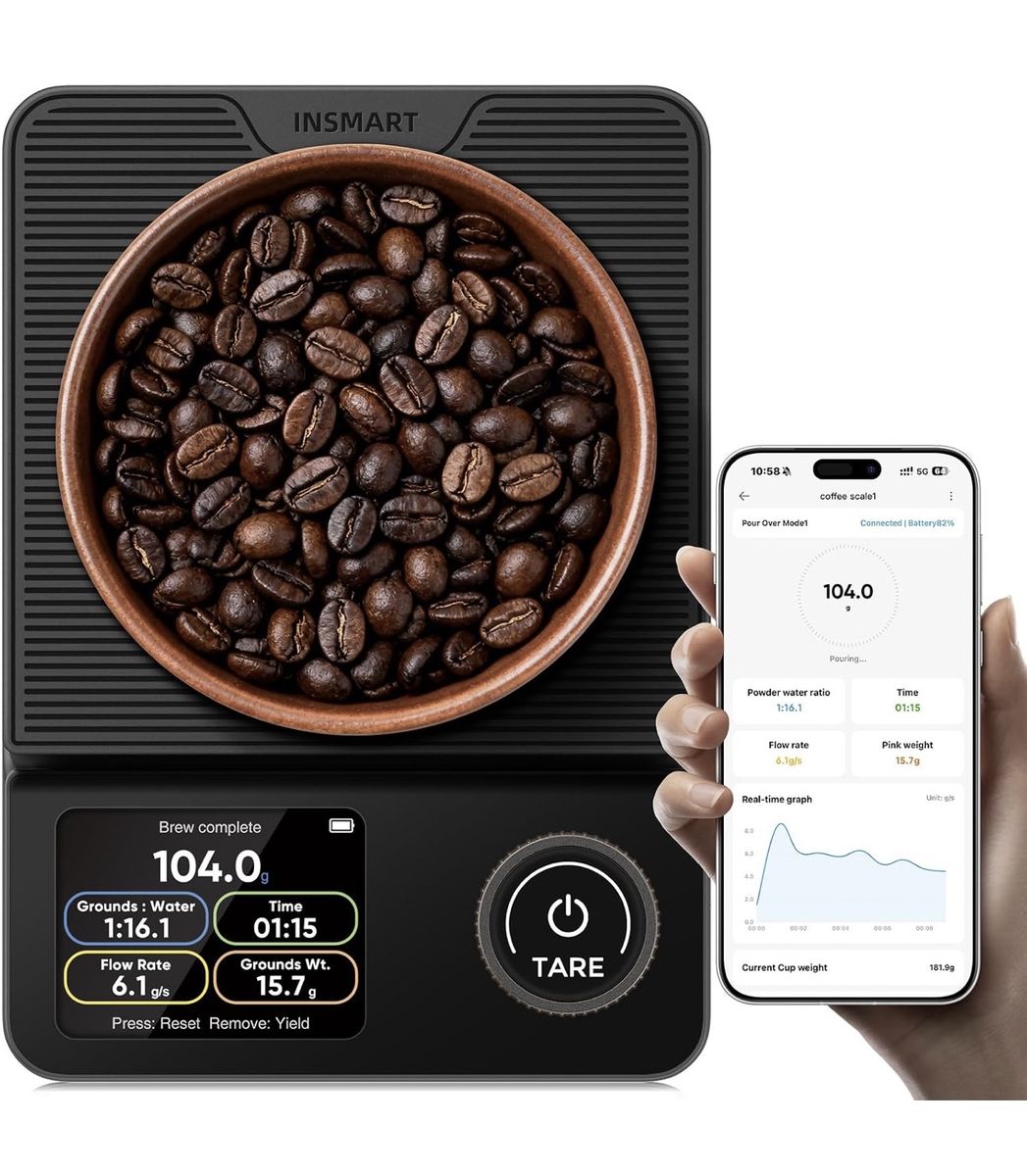 NEW INSMART Smart Coffee Scale with Timer - Pour Over, Auto Tare, Flow Rate, Bluetooth App