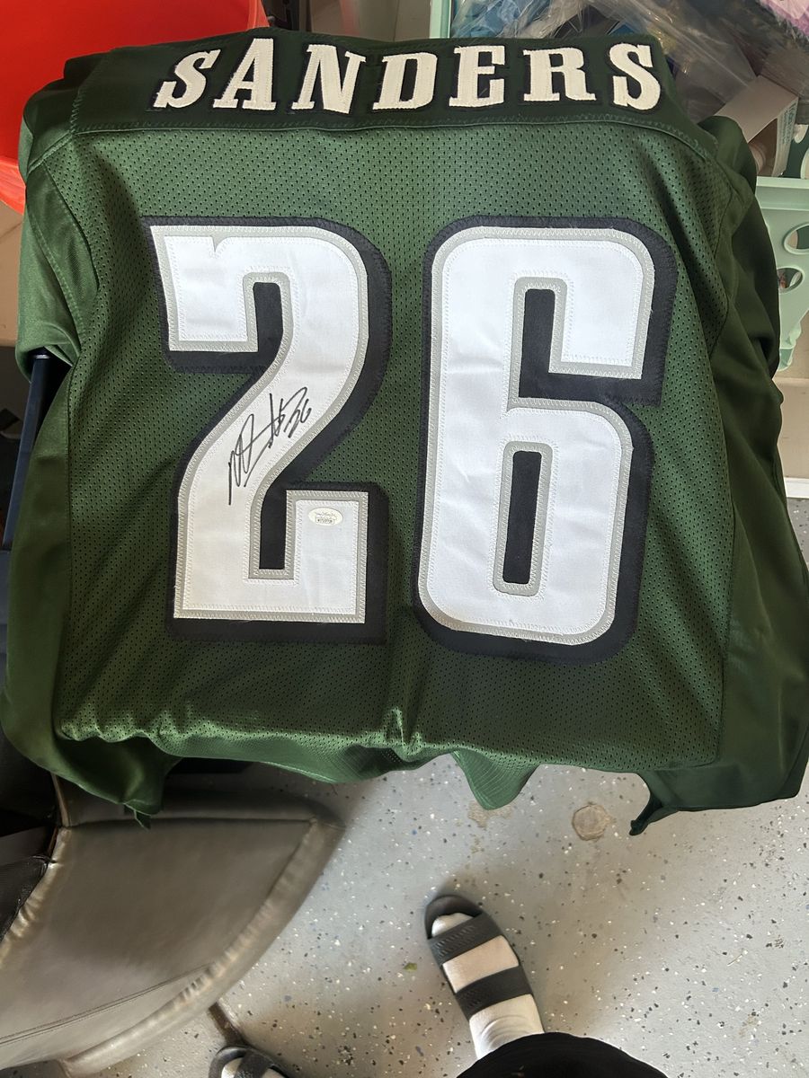 Autographed Miles Sanders #26 Green Football Jersey JSA COA