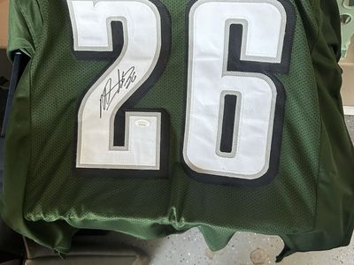 Autographed Miles Sanders #26 Green Football Jersey JSA COA