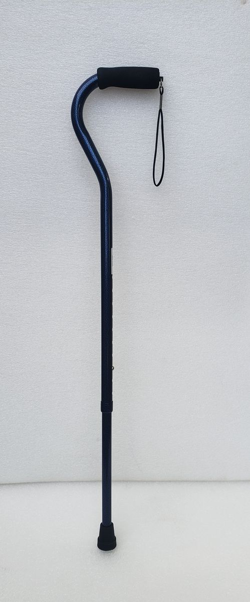 Medline Offset Handle Aluminum Cane - Light Weight - Height Adjustable - 250 lbs Capacity - Blue Ice