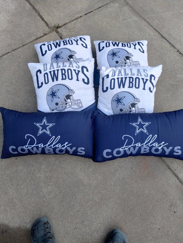 Dallas Cowboys Throw Pillows - Set of 6, White & Navy Blue Football Fan Decor