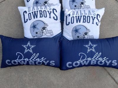 Dallas Cowboys Throw Pillows - Set of 6, White & Navy Blue Football Fan Decor
