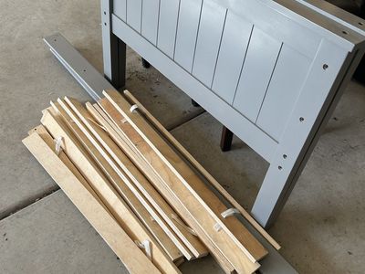 Twin Gray Wood Bed Frame with Slats