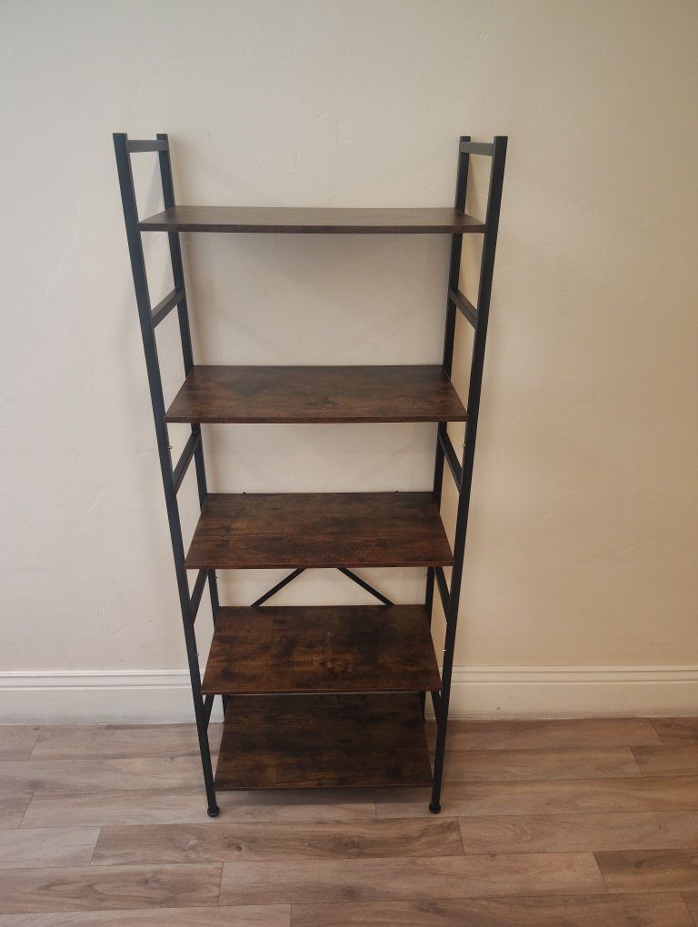 5 Tier Bookshelf / Shelving Unit -With Adjustable Feet Easy Transport!