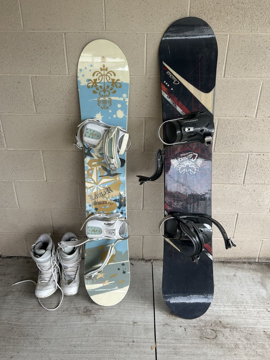 Snowboards (one with boots)