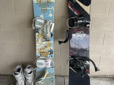 Snowboards (one with boots)