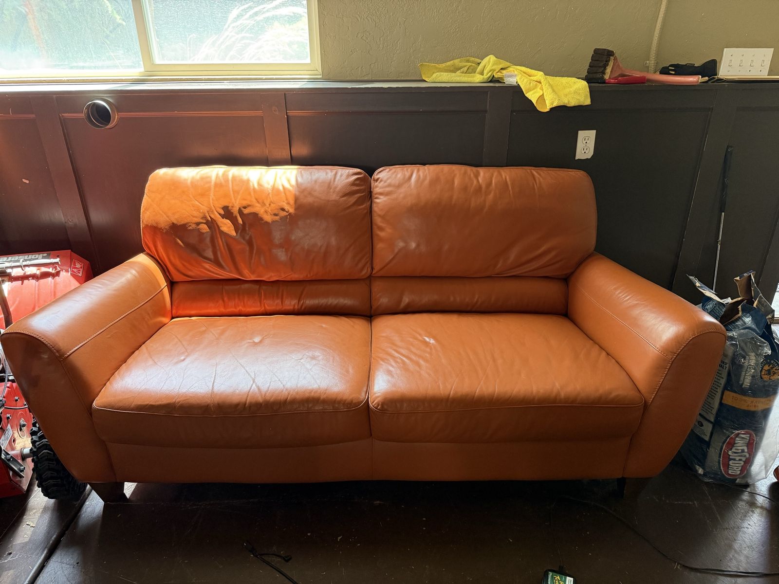 Orange Leather Couch
