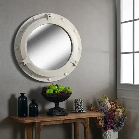 Kenroy Home Starboard Round Wall Mirror - White