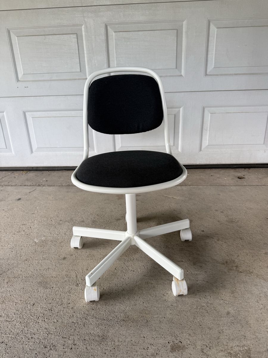 Small White and Black Rolling Desk Chair