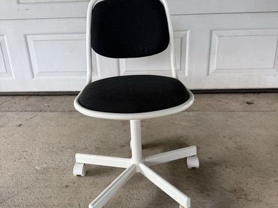Small White and Black Rolling Desk Chair