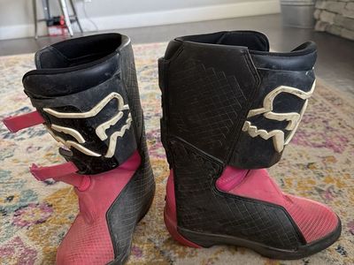 Fox Comp Youth Motocross Boots Black and Pink Size Y4