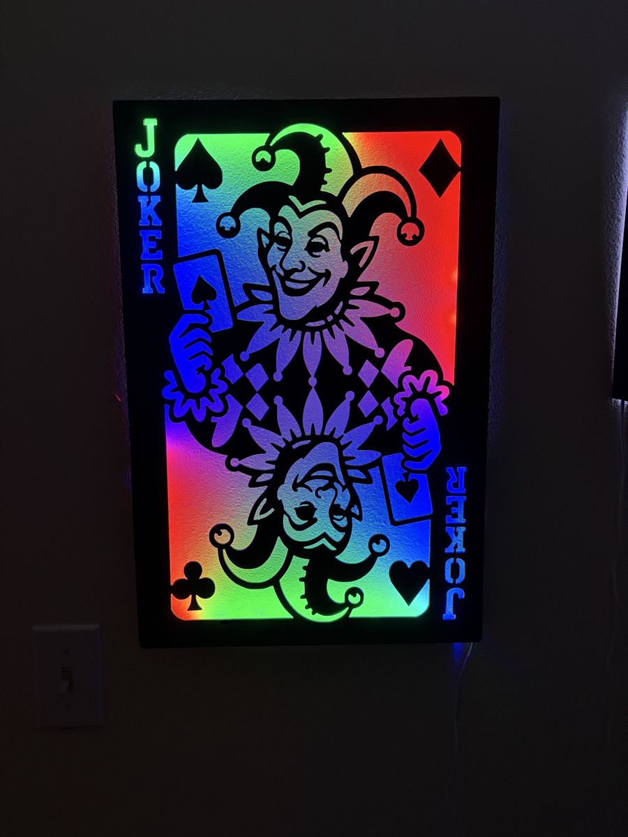 Joker Playing Card LED Light Up Wall Decor - RGB Illuminated Art