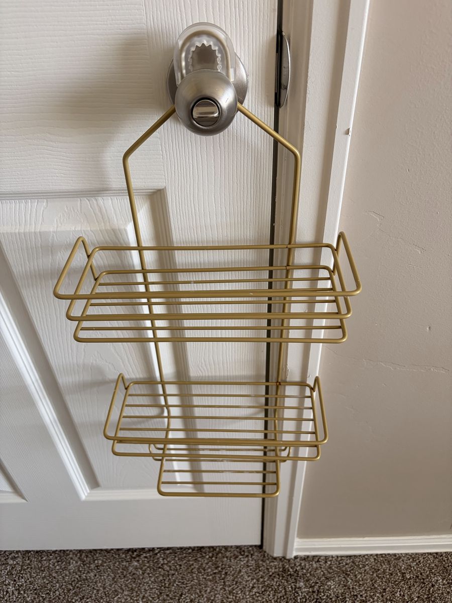 Gold Metal 2-Tier Hanging Shower Caddy Over-the-Door Organizer Bathroom Storage