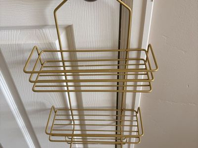 Gold Metal 2-Tier Hanging Shower Caddy Over-the-Door Organizer Bathroom Storage