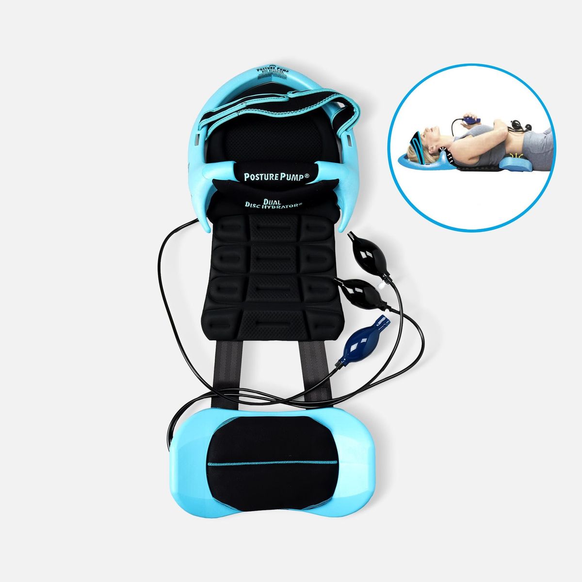Posture Pump Dual Deluxe Full Spine Disc Hydrator Model 4100-D for Neck & Back Relief