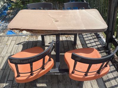 Outdoor Cafe-Style Table with Attached Chairs