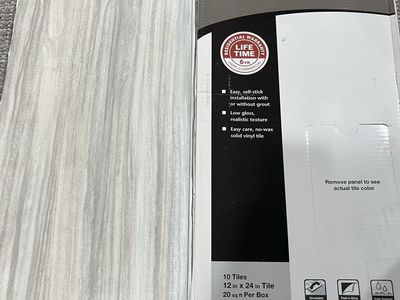 TrafficMASTER Grey Linear Travertine 12"x24" Self-Stick Vinyl Tile (20 sq ft per box)