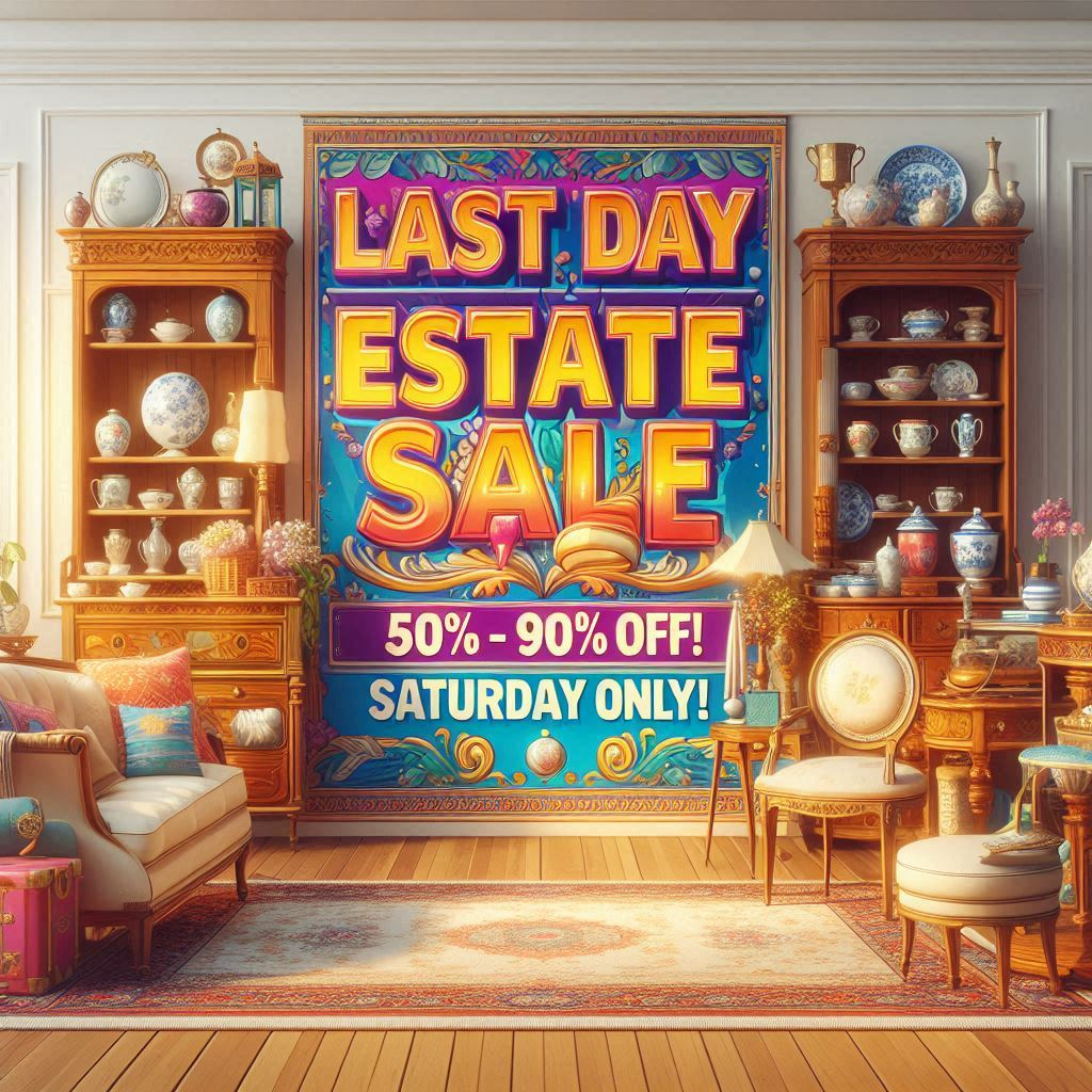 TOMORROW FINAL DAY ESTATE SALE – 50% OFF OR MORE ON ALREADY MARKED DOWN ITEMS!