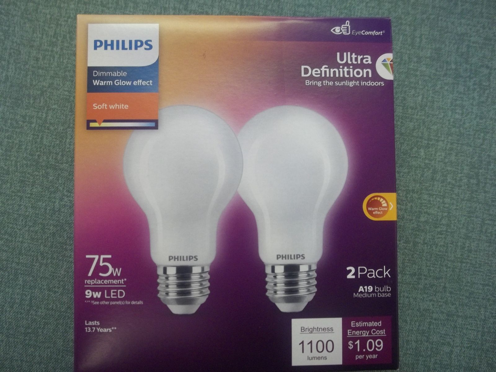 Phillips 75 Watt Ultra Definition Dimmable Led Bulb 2 Pack