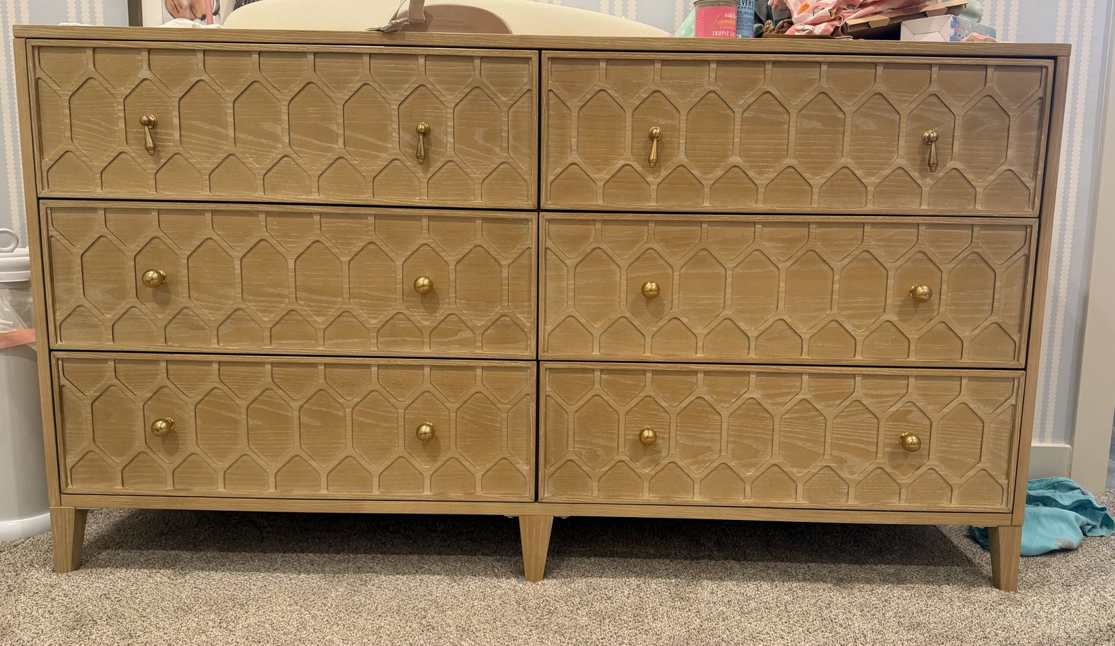 Anthropologie Textured Trellis 6-Drawer Dresser – Excellent Condition