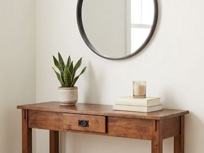 Vintage Solid Wood Console Table with Drawer & Shelf - Entryway/Hallway