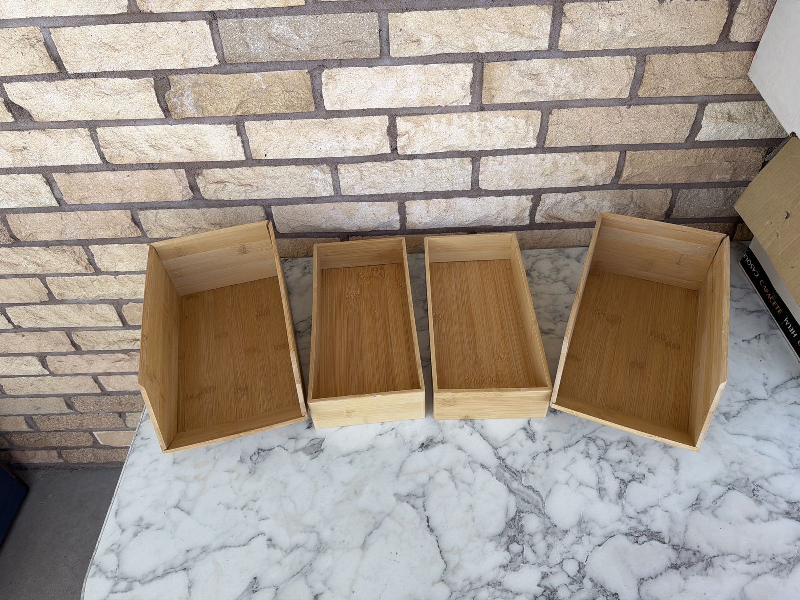 Bamboo Drawer Organizers - Set of 4, Varying Sizes - Storage Solution for Home & Office