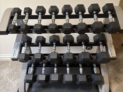 Iron Grip Commercial DBs 5lb-40lbs, Rack & Bench