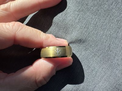 Gold-Tone tungsten Ring with Engraved Royal Crest Symbol size 10