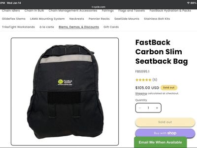 Seat bag For Recumbent Hard Shell Seat