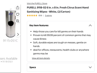 Purell Hand Sanitizing Wipes,1200 Wipes Per Pack (2 packs included)