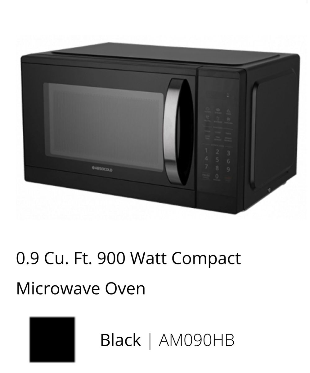 Absocold AM090HB 0.9 Cu. Ft. 900W Compact Countertop Microwave Oven - Black