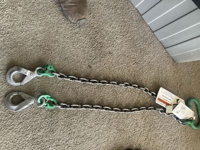 9/32" X 3' Domestic 2 Leg Chain Sling With Crosby Self-Locking Hooks gr100