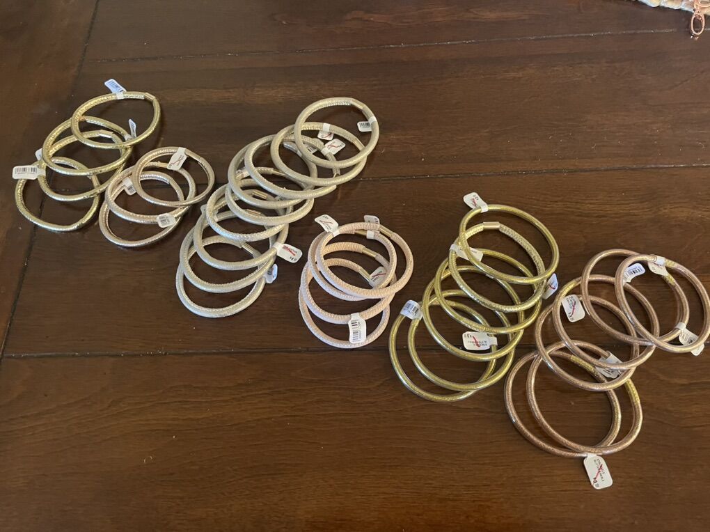 Lot Of 32New Bangle Bracelets Faux Leather&Glitter