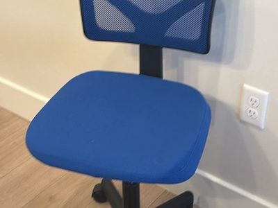 Pair of Kids Desk Chairs - Blue & Pink Mesh Back Swivel Task Chairs - Adjustable Height
