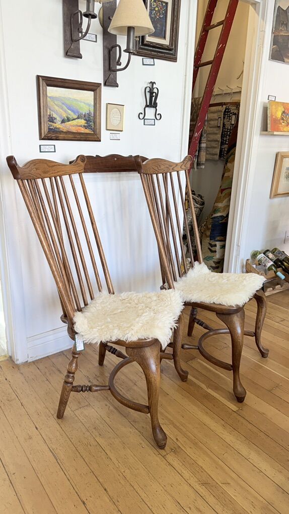 Vintage 1987 Richardson Brothers Oak Wingback Chairs, set of 2